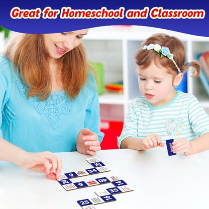 Kasfalci Multiplication Dominoes Set,Math Manipulatives Games for Kids,Counting Toy,Learning Games,Preschool Learning Activities,Homeschool Supplies,Kindergarten Classroom Must Haves,1st 2nd 3rd Grade - color: Dark Blue