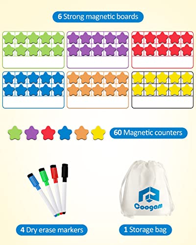 Coogam Magnetic Ten-Frame Set, Math Manipulative EVA Number Counting Games, Montessori Educational Toy Gift for Kindergarten Classroom Kids 3 4 5 Year Old - style: five-pointed star