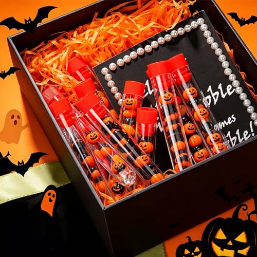 50 Pcs 16 x 100 mm Clear Plastic Test Tubes with Caps and Rack, 12 ml Laboratory Tubes and Holder Set for Science Experiments, Classroom, Nurse Graduation Decor, and Halloween Party Favors