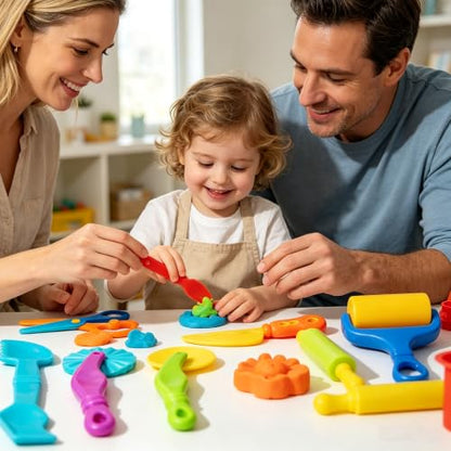 Dough Tools Sets for Kids Ages 3-8, 30 Pcs Playdough Tools Set Accessories Toys Includes Cutters Roller, Rolling Pins, Safety Scissors, Plastic Knife, Plastic Rollers - size: 30pcs