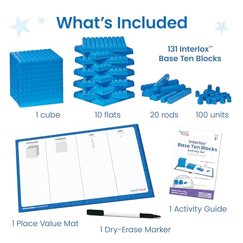 hand2mind Interlox Base Ten Blocks Activity Set, 133 Pieces - style: Interlox Plastic