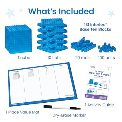 hand2mind Interlox Base Ten Blocks Activity Set, 133 Pieces - style: Interlox Plastic