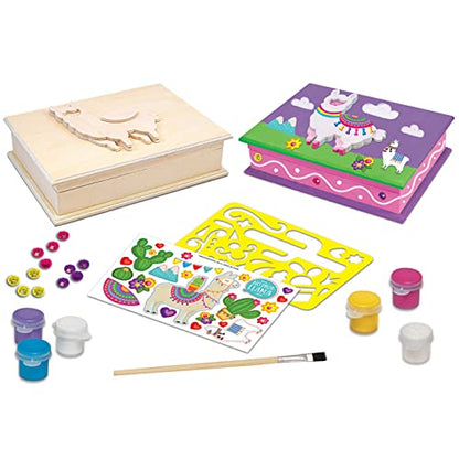 Masterpieces Craft Set - Llama Keepsake Box Classic Wood Paint Kit - Premium Quality Educational and Fun Activity for Kids and Families - Great Gift Idea for Holidays Birthdays and Everyday Use - style: Llama Keepsake Box