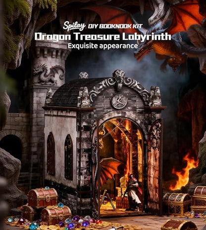 Spilay Book Nook Kit for Adults, Magic DIY Miniature House Kit - color: Dragons Treasure Labyrinth