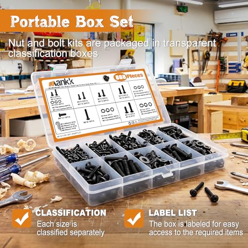 mankk 888PCS Hex Socket Button Head Bolt Assortment Kit M2/M3/M4/M5 Machine Screw with Nuts Washers 10.9 Alloy Steel Button Head Socket Cap Screws - size: M2/M3/M4/M5, style: Button Head