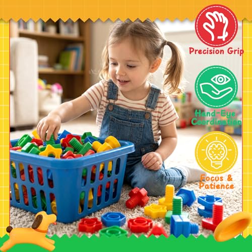 Bbiamsleep 40 Pcs Plastic Nuts and Bolts for Kids Fine Motor Skills(Random)