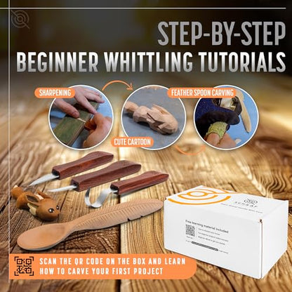 Schaaf Tools 3-pc Beginner Wood Carving Kit for Whittling and Spoon Carving
