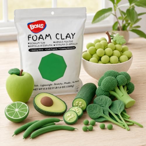 BOHS Foam Clay, Green Air Dry Modeling Clay, 1.1 lb - color: Green, size: 500 g