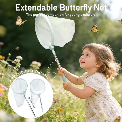 Bug Catcher for Kids Explorer Kit with Insect Observation Cage,Butterfly Net,Magnifying Glass,Compass,Kids Adventure Kit for Backyard & Camping,Outdoor Educational Toy Gift for Girls Boys