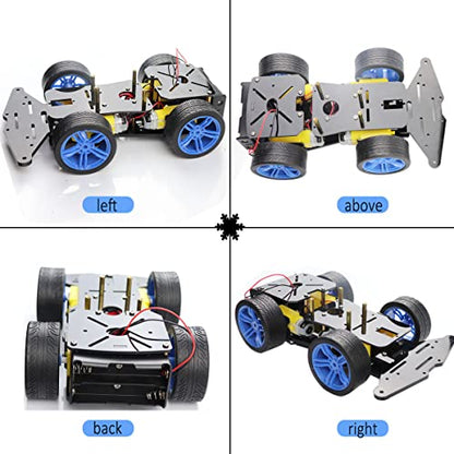 Arduino Robot Car Kit - 4WD Smart Robot Car Chassis with Motors, Wheels and Battery Case for Arduino R3/R4/Leonardo/Raspberry Pi 5/4B/3B+/3B/2B/1B+