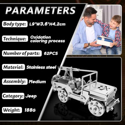 3D Metal Puzzle Mechanical Model Car Kit Stainless Steel Silver - color: D04-car Silver