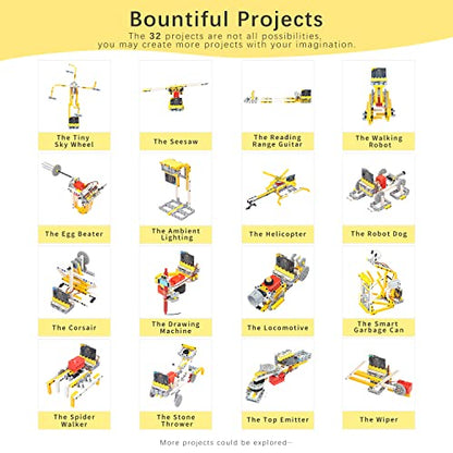 ELECFREAKS microbit 32 in 1 Wonder Sensor Kit, Makecode Programmable Learning Kit with Building Bricks/Sensors/Wukong Expansion Board(Without Micro:bit)
