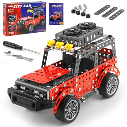 288PCS Metal Model Car Kits Erector Set, Building Set for Kids Aged 8 and Up, 4x4 and Off-Road Vehicle, Model Car Kits Toy Playset, Birthday Gift for Boys 8-12 13 14+ Years Old, SUV Truck for Adults