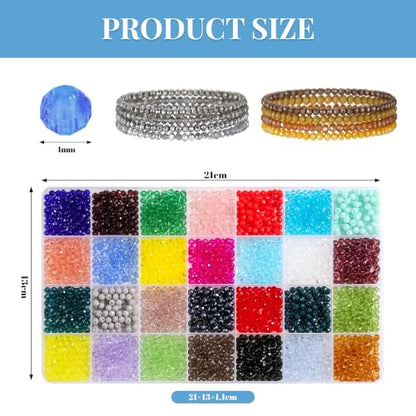 3080pcs 4mm Crystal Beads for Jewelry Making, Bracelets Making Kit - color: 28 color