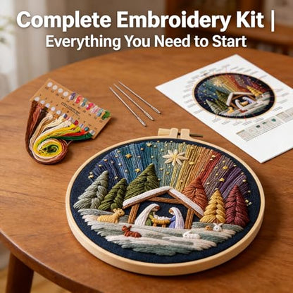Christmas Nativity Embroidery Kit, Cross Stitch Kit for Adults DIY Craft - color: shengjing-3