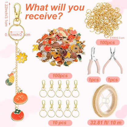 VioraWhite 213 Pcs Fall Theme Lip Gloss Keychain Making Kit - style: Fall Theme
