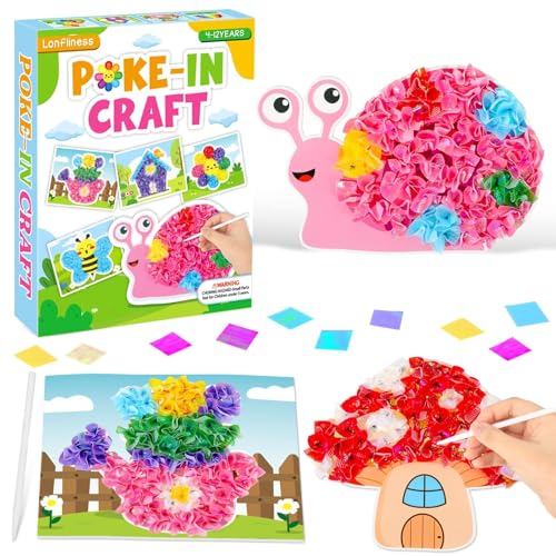 Lonfliness 8 Pcs Spring Poke in Craft Kits for Kids Mess Free DIY Art - style: Spring