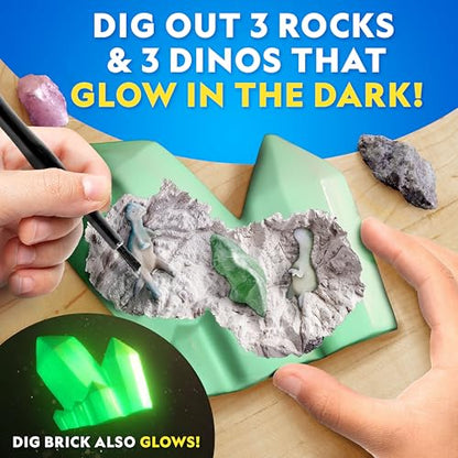 National Geographic Glow-in-the-Dark Rock and Dinosaur Dig Kit for Kids - style: Glow-in-the-Dark Dig Brick