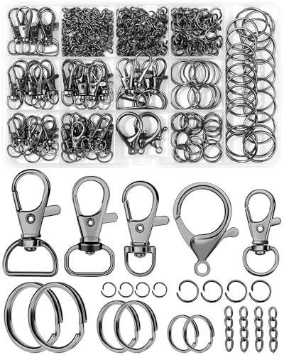 325PCS FIVEIZERO Keychain Making Kit - Black Keychain Clips with Key Rings - color: Black