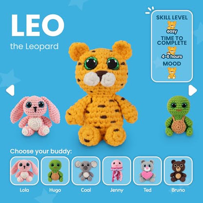 Cookie Box Crochet Kit for Beginners, Leopard Leo - color: Yellow