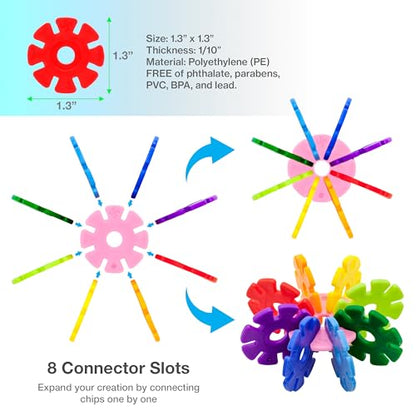 PicassoTiles Building Chips Interlocking Disc Construction Blocks in Red Color STEM Learning Early Education Toy Engineering Playset Child Brain Development for Toddlers Girls Boys Kids Age 3+ PTF108 - color: Red