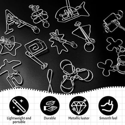 Metal Brain Teasers Set, Steel Iq Games with Pouch, Hard - style: Hard