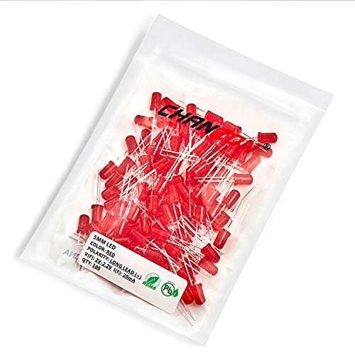 CHANZON 100 pcs 5mm Red Diffused LED Diode Lights(DC 2V 20mA) - color: G) Red-red (100pcs)