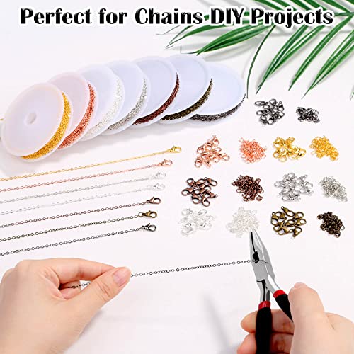 70Ft Jewelry Making Chains, 7 Colors 2mm Necklace Chains for Jewelry Making