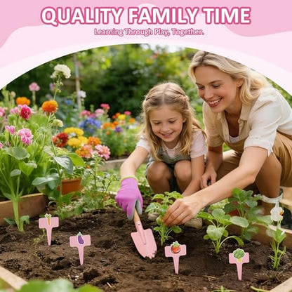 Cossy 13 PCS Kids Gardening Set,Garden Tool Kit for Kids and Toddlers - color: Pink