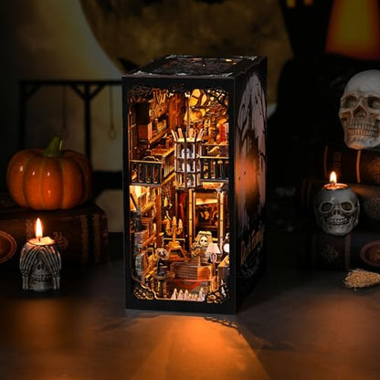 TOYQI Book Nook Kit, DIY Miniature Dollhouse Kit for Adults and Teens - color: Dark Family