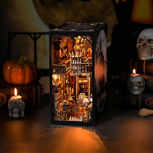 TOYQI Book Nook Kit, DIY Miniature Dollhouse Kit for Adults and Teens - color: Dark Family