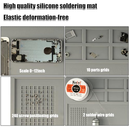 Kaisi KS-102 Repair Work Mat,Heat Resistant 932°F Silicone Soldering Mat - color: Grey, size: 15.75'' x 11''