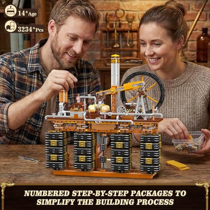 Mould King Steampunk Cube Clock Building Set, App Controlled Time Display, Industrial Oil Pump Mechanical Gear Model Kit for Adults, Creative DIY STEM Collectible Desk Decor Gift(3234+ PCS)