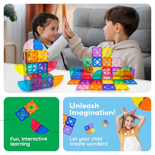 PicassoTiles Magnetic Building Block Quarter Round and Window Set Magnet Construction Toy Educational Kit Engineering STEM Learning Playset Child Brain Development Stacking Blocks Playboards - color: Quarter Round and Window Set