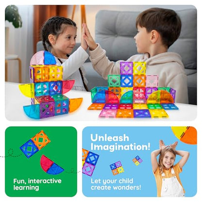 PicassoTiles Magnetic Building Block Quarter Round and Window Set Magnet Construction Toy Educational Kit Engineering STEM Learning Playset Child Brain Development Stacking Blocks Playboards - color: Quarter Round and Window Set