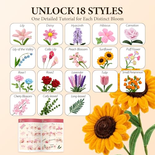 OcePor 1600Pcs Pipe Cleaner Flower Kit,26 Colors Pastel Pipe Cleaners Bulk - color: 26 Colors