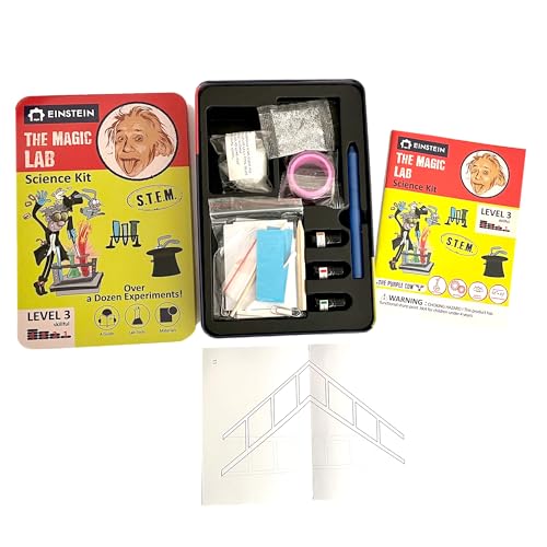 Einstein’s Magic Lab Science Kit for Kids. STEM for Boys & Girls Aged 8 and Above. 12 Exciting Experiments Inside. Detailed Picture Guide Included. - color: Red and Yellow