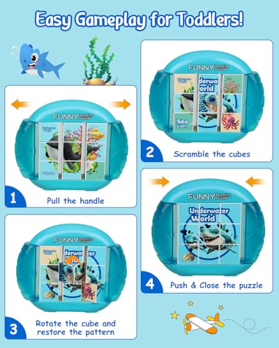 Rotating Puzzle for Toddlers Kids 3+, Travel Essentials Toys - color: Marine Life