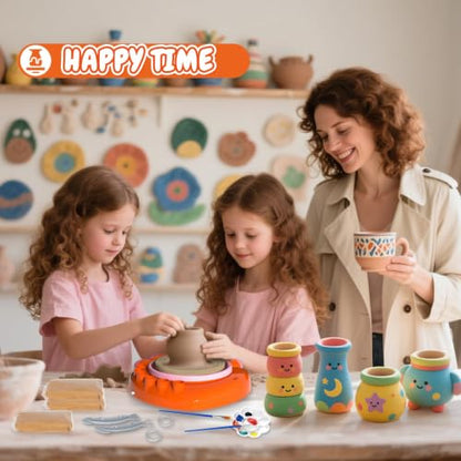 Innofans Pottery Wheel for Kids - Complete Pottery Tools Kit for Beginners, Arts and Crafts for Kids Ages 8-12 with 3 Pack Air Dry Clay, Mini Clay Making Pottery Wheel with Foot Pedal (Octopus) - color: Pink