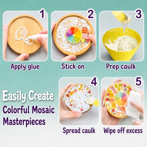 Glittery Garden Mosaic Craft Kit to Decorate Coaster with Glass Tiles - style: Mosaic Craft Kit