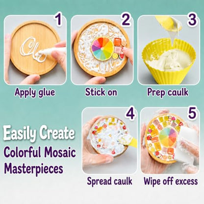 Glittery Garden Mosaic Craft Kit to Decorate Coaster with Glass Tiles - style: Mosaic Craft Kit