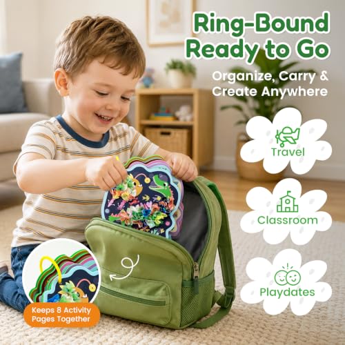 JoyCat Dinosaur Poke Art Kit for Kids, Reusable EVA Boards, Easy to Carry - color: Dinosaur World