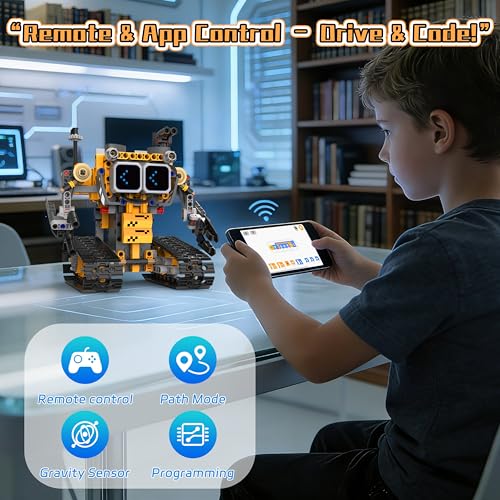 STEM Robot Kit for Kids 6-12, 5-in-1 Coding Building Robot Toy with App - size: K96228