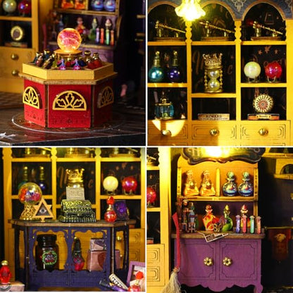 Plustopoy Book Nook Kit, DIY Miniature Dollhouse Booknook Kit - style: Magic Station