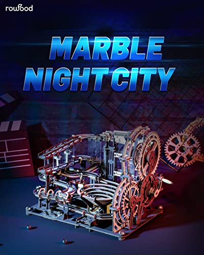 RoWood 3D Puzzles for Adults, Marble Run Model Kits for Adults to Build, Wooden Puzzles Christmas Birthday Gifts - Marble Night City LGA01