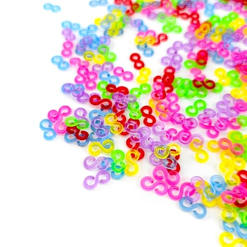 BlingKingdom 600 PCS Rubber Band S Clips, Colorful Loom Bracelet Tools