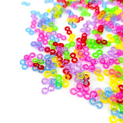 BlingKingdom 600 PCS Rubber Band S Clips, Colorful Loom Bracelet Tools