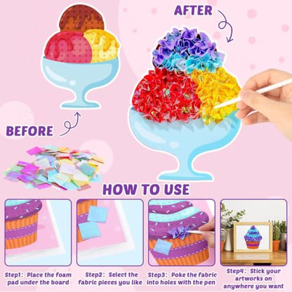 Lonfliness 8 Pcs Dessert Cake Poke in Craft Kits for Kids Mess Free DIY Art - style: Dessert