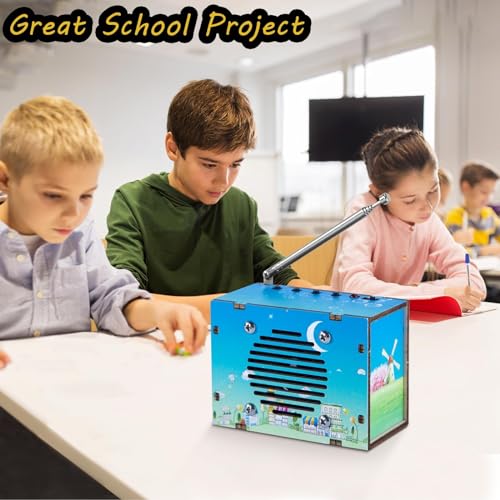 STEM Toys DIY FM Radio Kit, Science Circuit Project, Boy Gift Toys Age 8-13 - color: Printed Blue