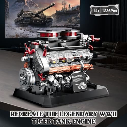 Tiger Tank Engine Building Blocks Set 1236PCS Military Model Kit